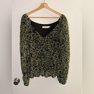 ASTR Black and Green Textured Sweater